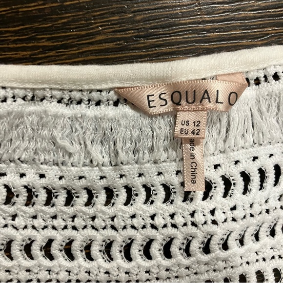 Esqualo | White lace sleeveless top with orange liner - Picture 7 of 7